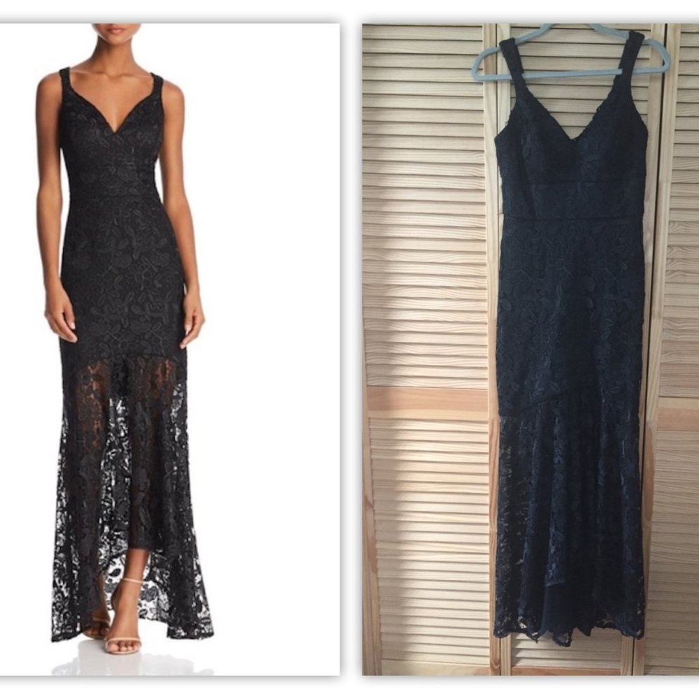 NICOLE MILLER LACE SHEER HEM GOWN Size 2 - Picture 6 of 16